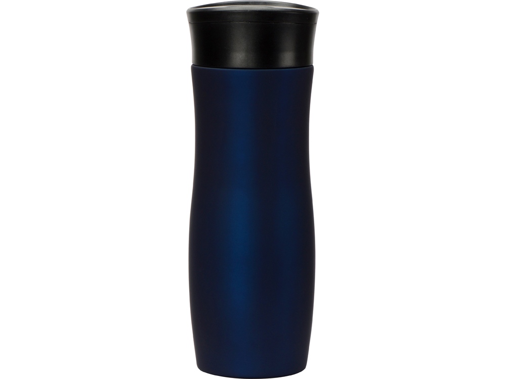 Вакуумная термокружка с кнопкой Streamline, Waterline, soft-touch, тубус, темно-синий-4