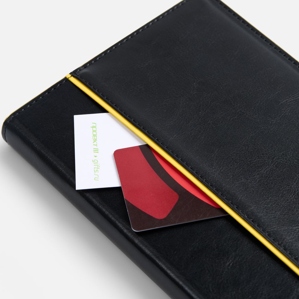 Ежедневник Alanis, недатированный, черный с желтым-4