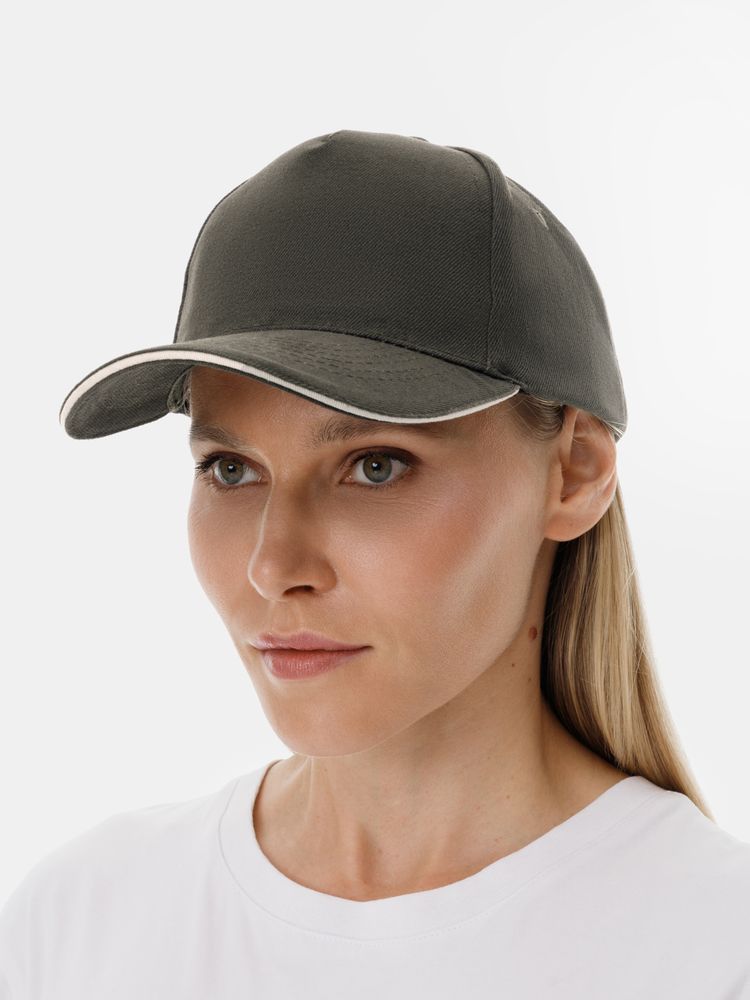 Бейсболка Long Beach, хаки с бежевым-7