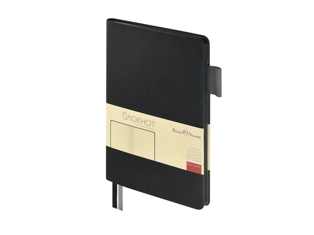 Блокнот А5 Boston, черный с серым срезом-0