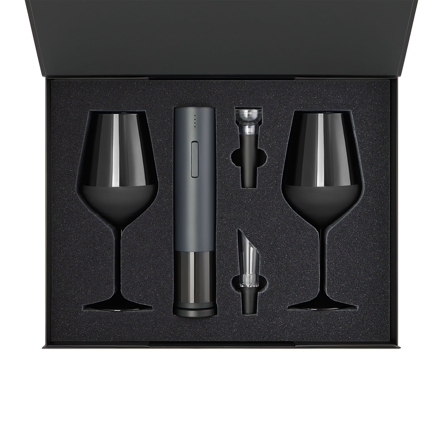 Подарочный набор 2 бокала для вина Блэк Эдишн (Black Edition) + набор для вина Сакраменто (Sacramento) в черной коробке-1