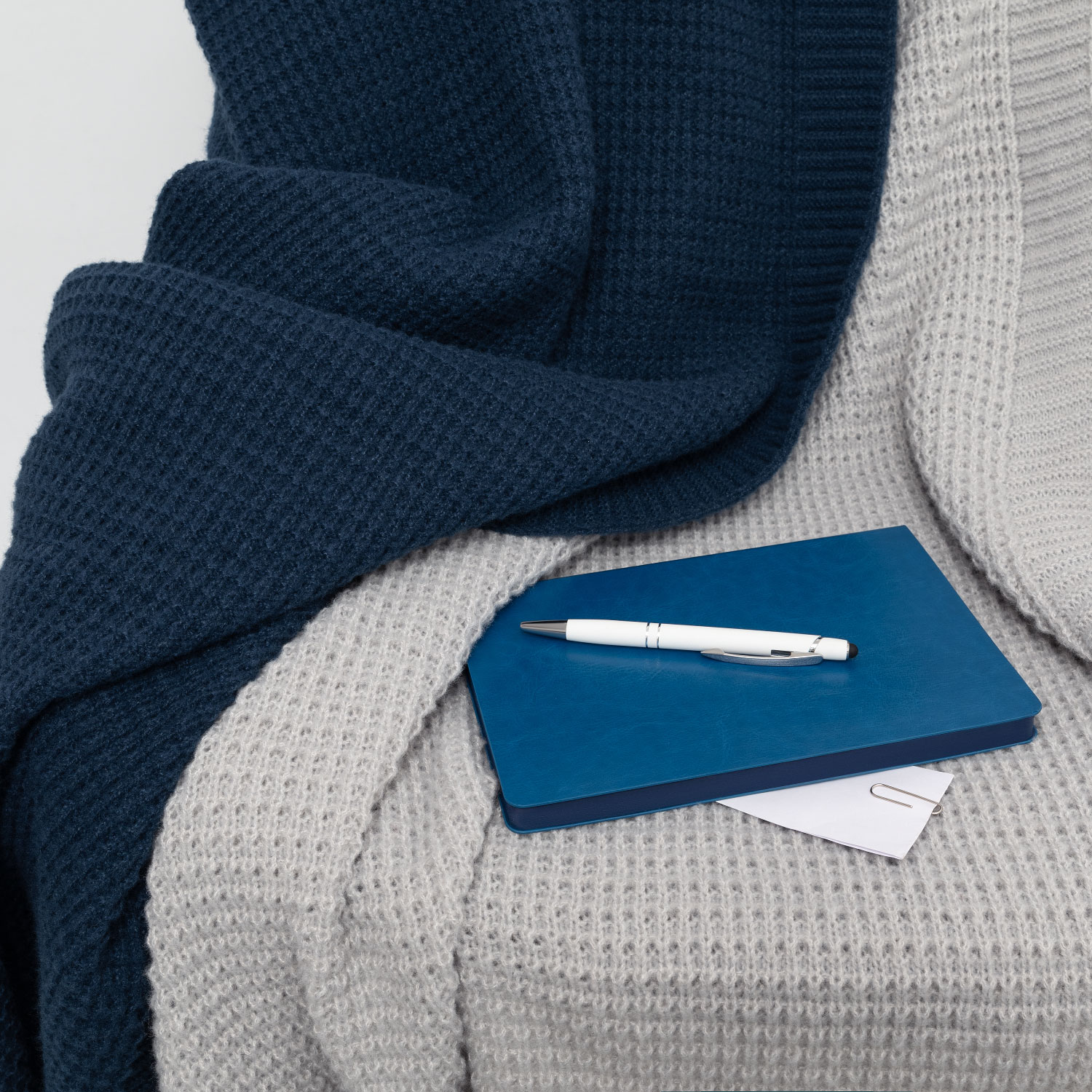 Плед Malta Soft вязаный, 160*90 см, синий-7