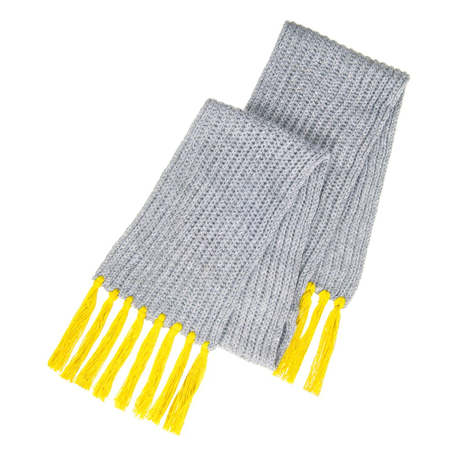 Шапка и шарф GoSnow с ярким пoмпоном и кисточками, желтый-3