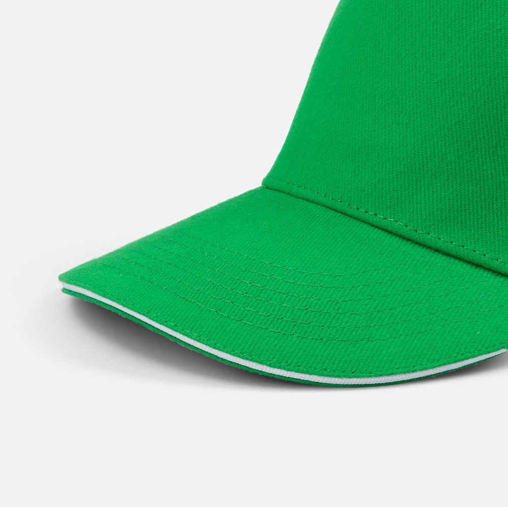 Бейсболка Classic 2.0, ярко-зеленая с белым кантом-1
