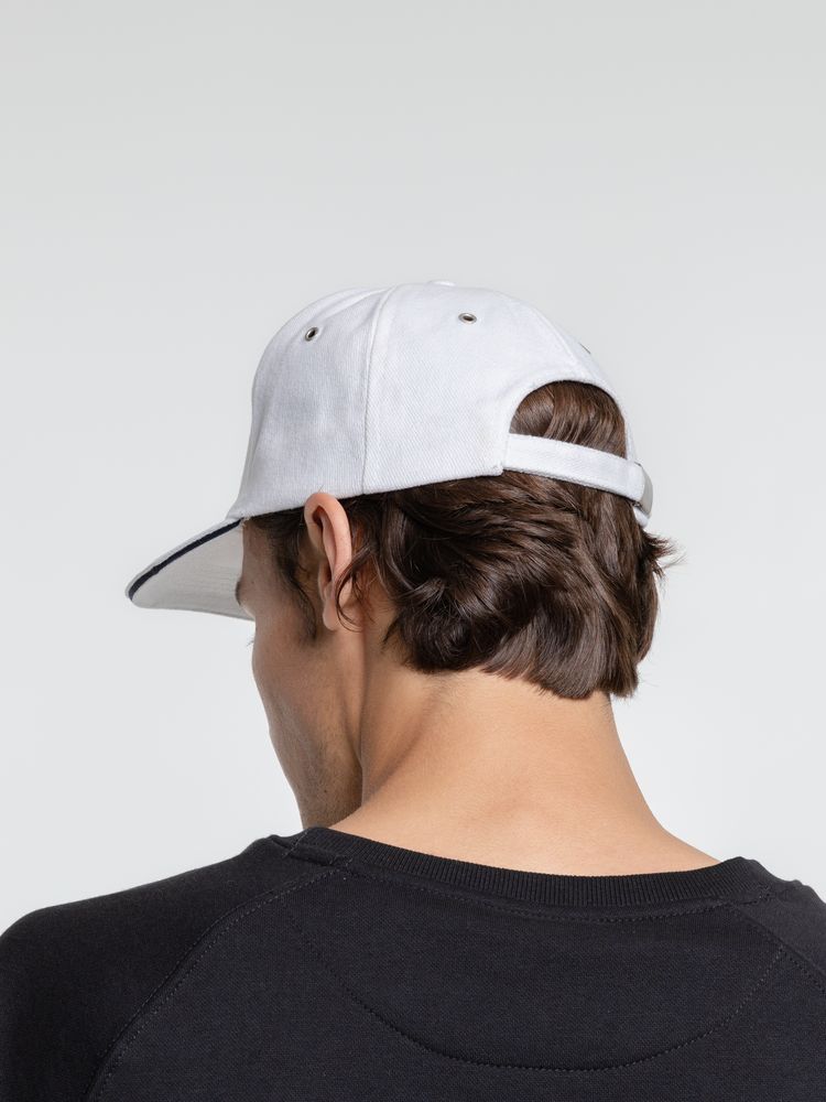 Бейсболка Classic, белая с темно-синим кантом-4