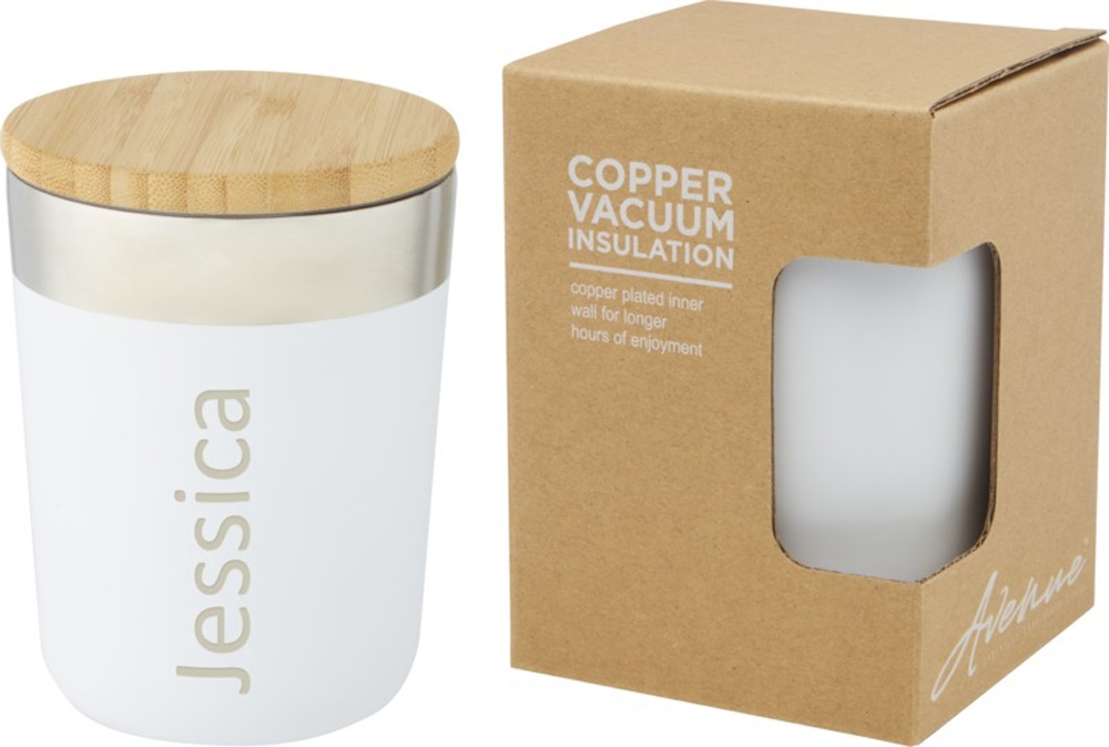 Lagan Кружка с медной вакуумной изоляцией объемом 300 мл и бамбуковой крышкой, белый-7