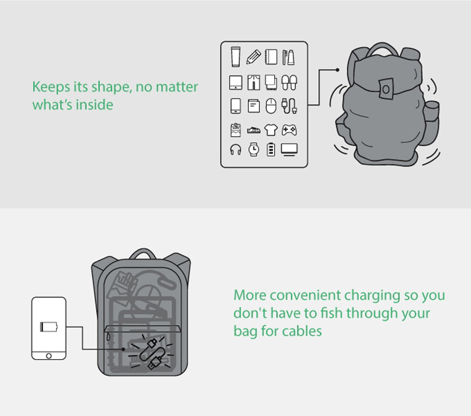 Рюкзак KORIN ClickPack X 45х32х15,5 см, с клапаном, черный-37