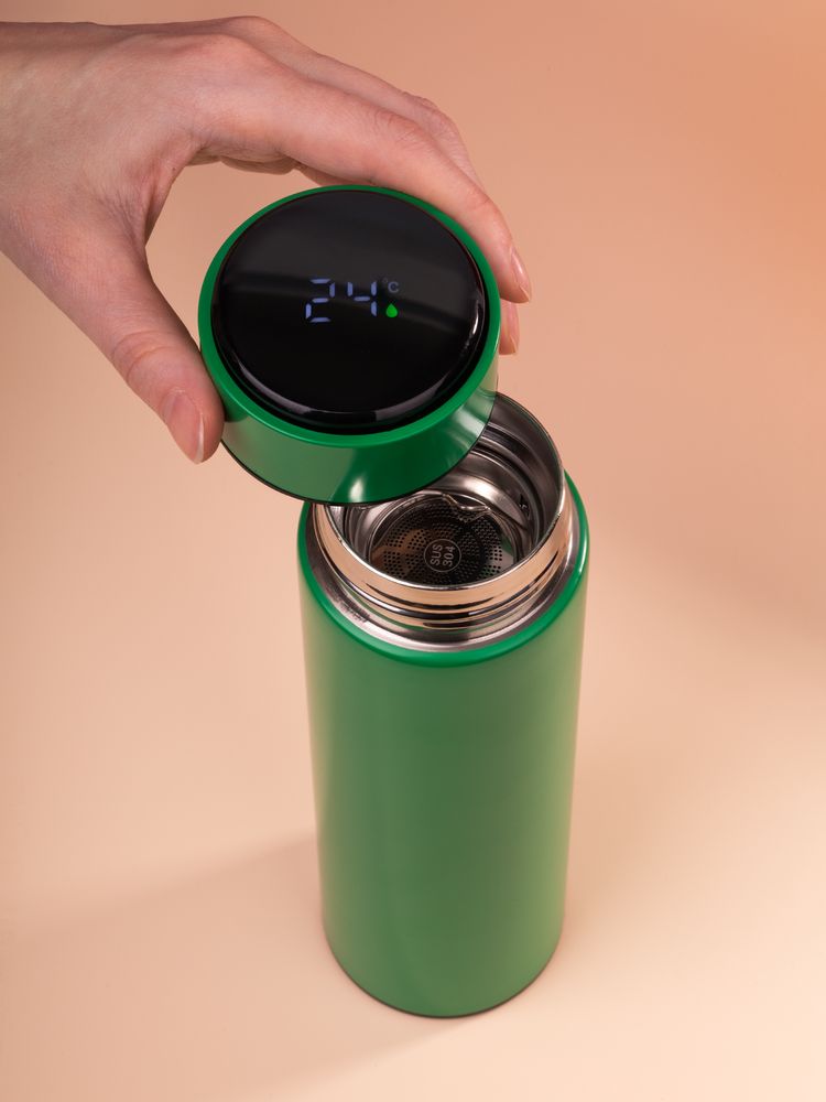 Смарт-бутылка с заменяемой батарейкой Long Therm, зеленая-5