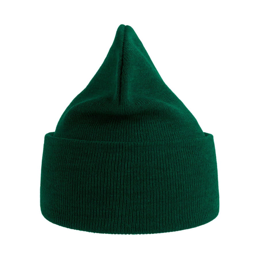 Шапка вязаная PURE  с отворотом из пряжи Polylana, темно-зелёный-2