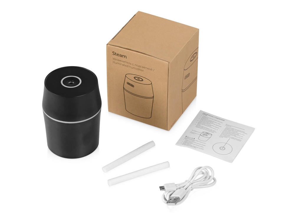 USB Увлажнитель воздуха с подсветкой Steam, черный-5