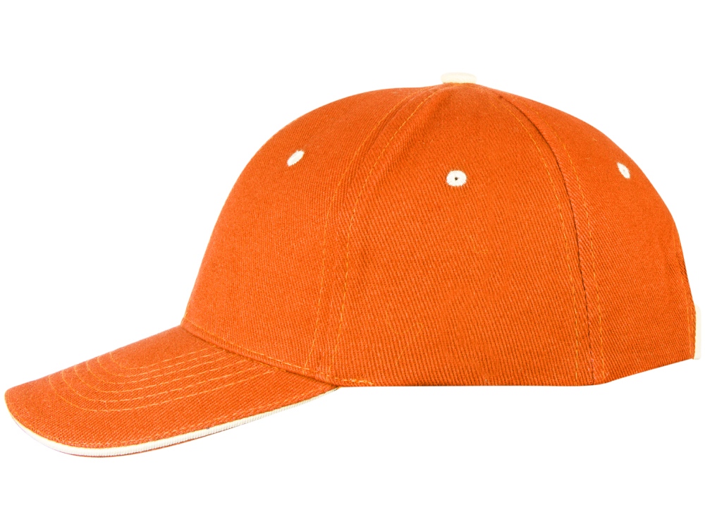 Бейсболка New Castle 6-ти панельная, оранжевый/белый-5