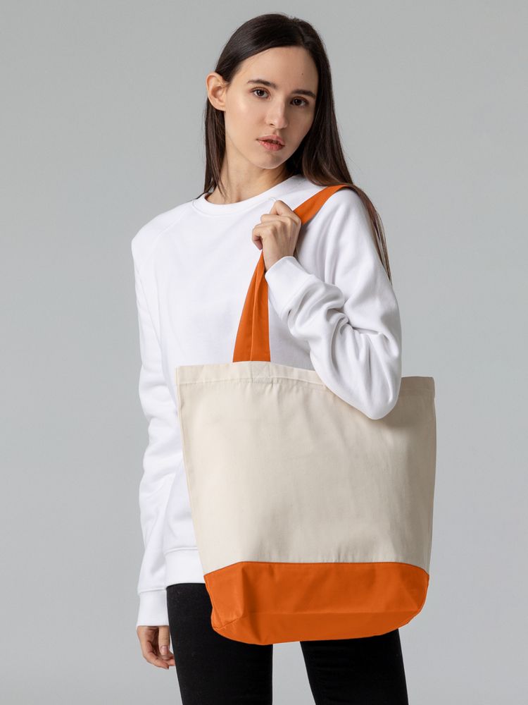 Холщовая сумка Shopaholic, оранжевая-5
