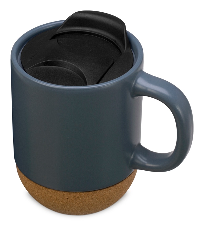 Кружка Denpasar с пробковым дном и крышкой, цветная с двух сторон, антрацит-0