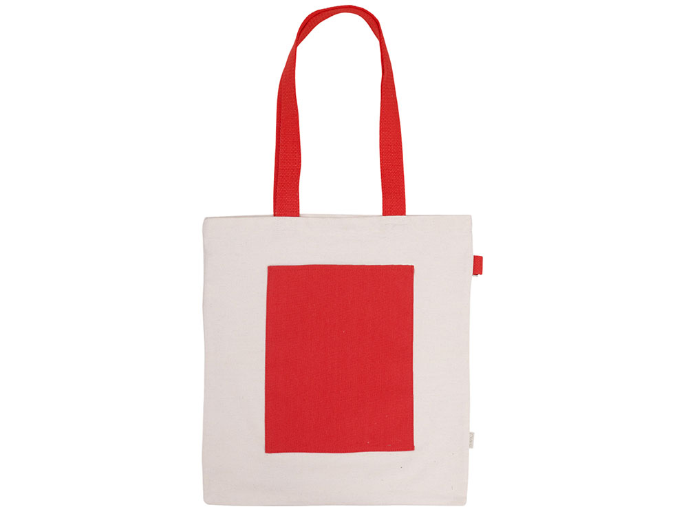 Сумка для покупокTopiс из переработанных материалов с наружным цветным карманом, красный-3