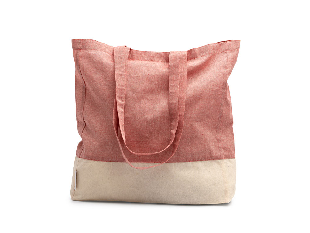 Сумка INCA из переработанного хлопка, натуральный/красный-4