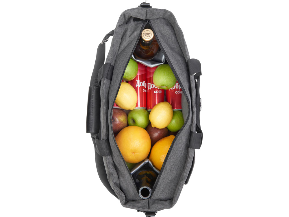 Сумка-холодильник Fabrizio со штопором, серый/черный-15