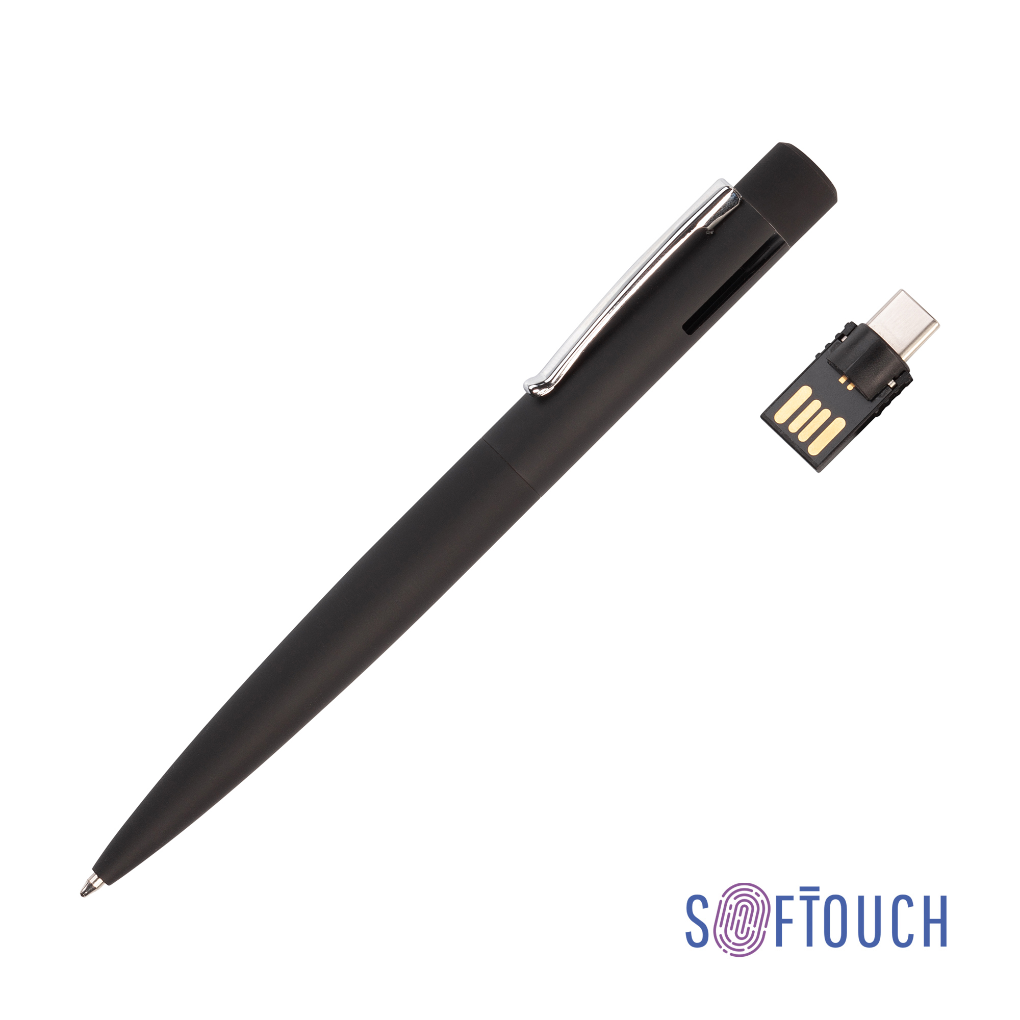 Ручка шариковая "Secret" с флеш-картой OTG 32Gb (USB2.0/Type-C), покрытие soft touch-0