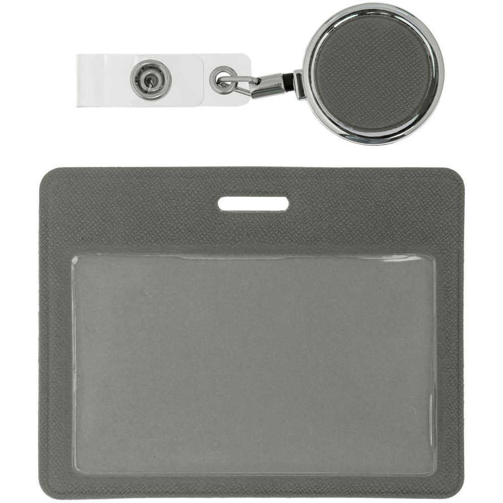 Чехол для карточки с ретрактором Devon, серый-1