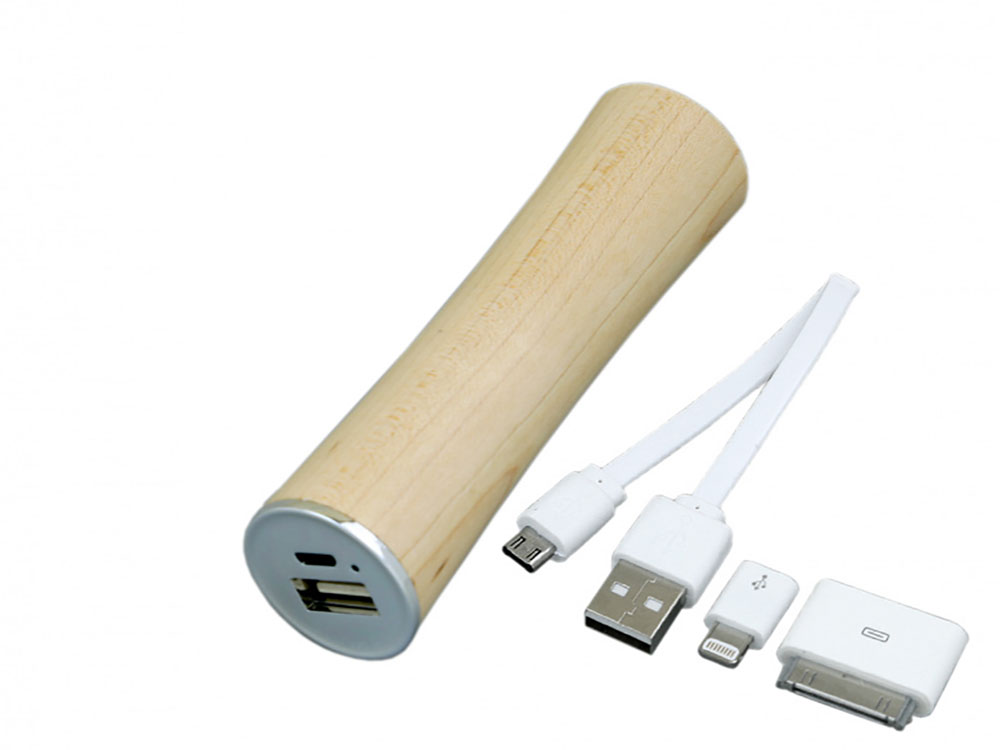 PB_wood2 Универсальное зарядное устройство power bank круглой формы. 2200MAH. Белый-1