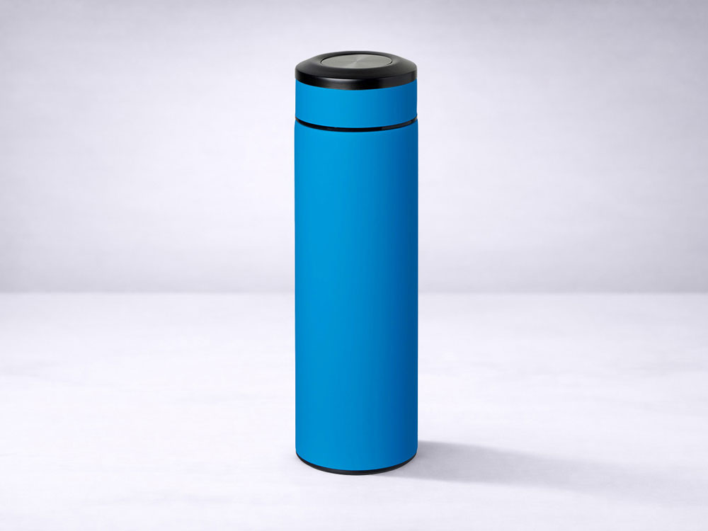 Термос Confident с покрытием soft-touch 420мл, голубой-9