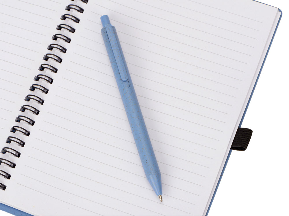 Блокнот А5 Toledo M, синий + ручка шариковая Pianta из пшеничной соломы, синий-3