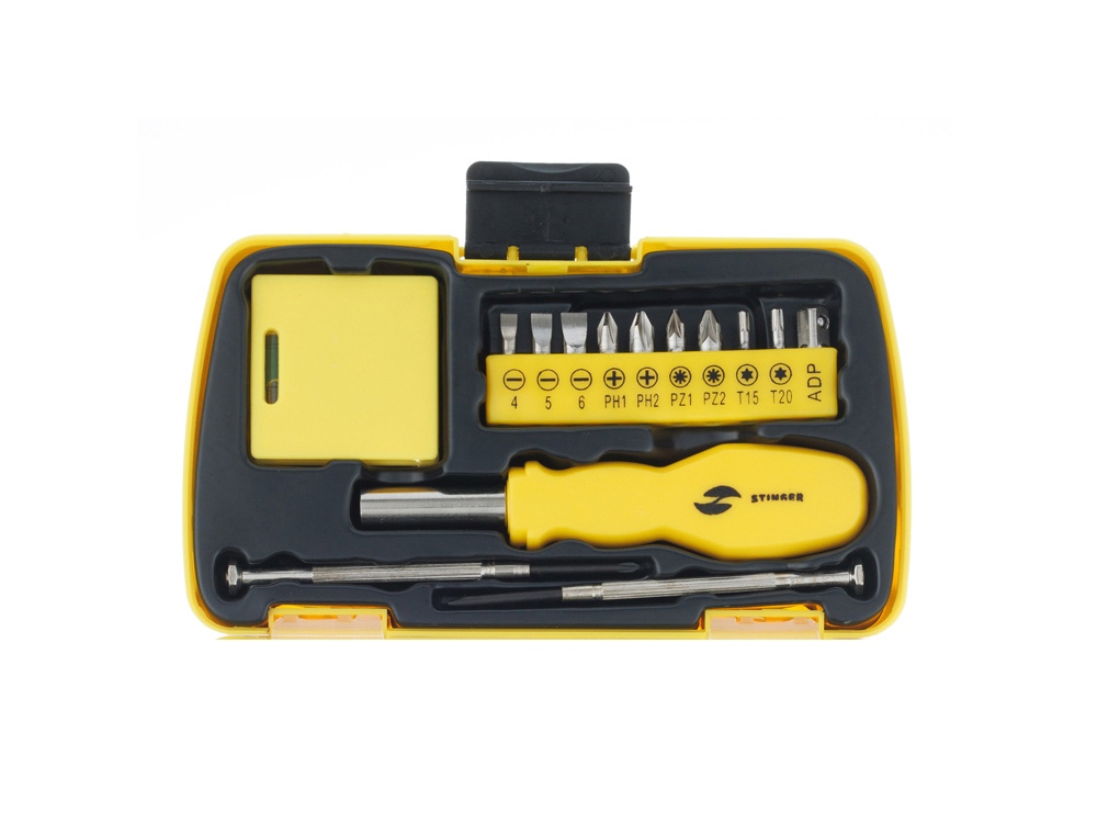 Набор инструментов Stinger, 20 инструментов, в пластиковом кейсе, 160х90x40 мм, желтый-1