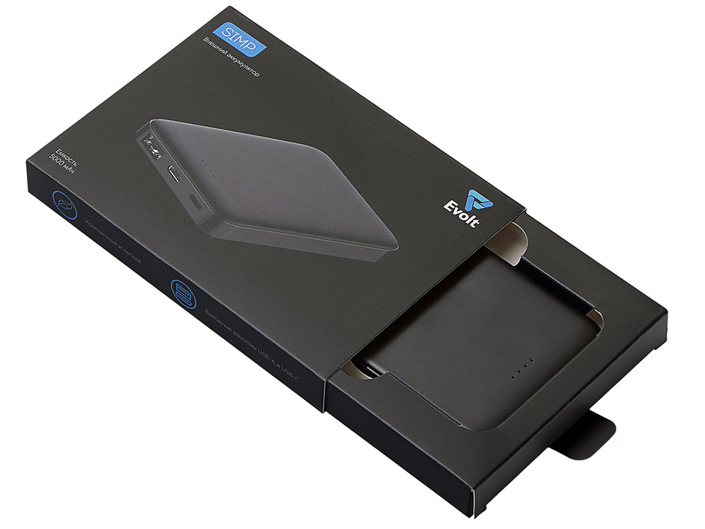 Внешний аккумулятор Simp, 5000 мАч, черный-9