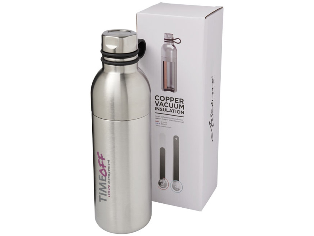 Медная спортивная бутылка с вакуумной изоляцией Koln объемом 590 мл, серебристый-4