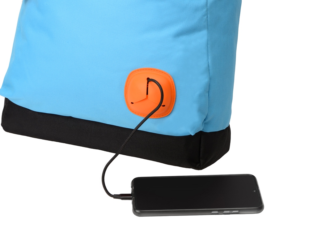 Рюкзак Chap с люверсом из полиэстера (600D), черный/голубой-5