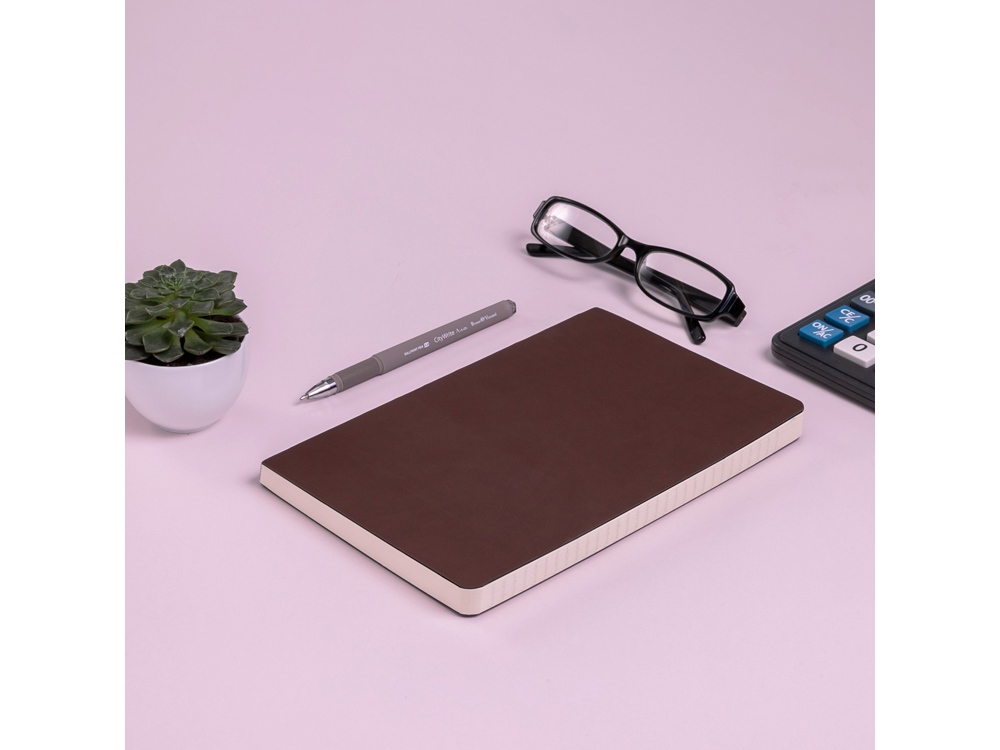 Ежедневник А5 недатированный Megapolis Velvet Flex, коричневый-10