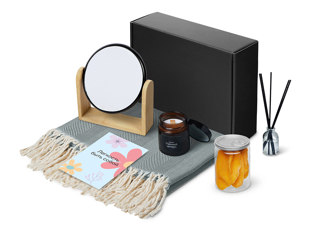 Подарочный набор Re:f. Shelter  с пледом, зеркалом, свечой и диффузором-1