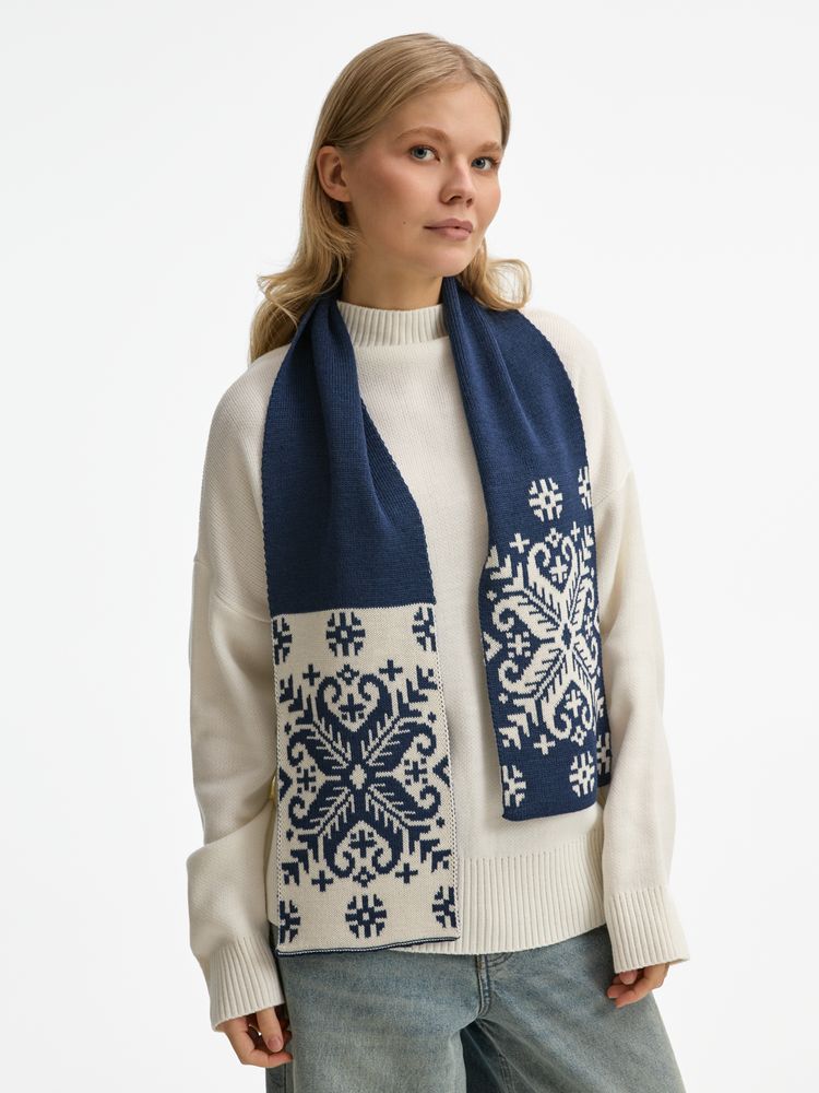 Шарф Wintertude M, синий с белым-2