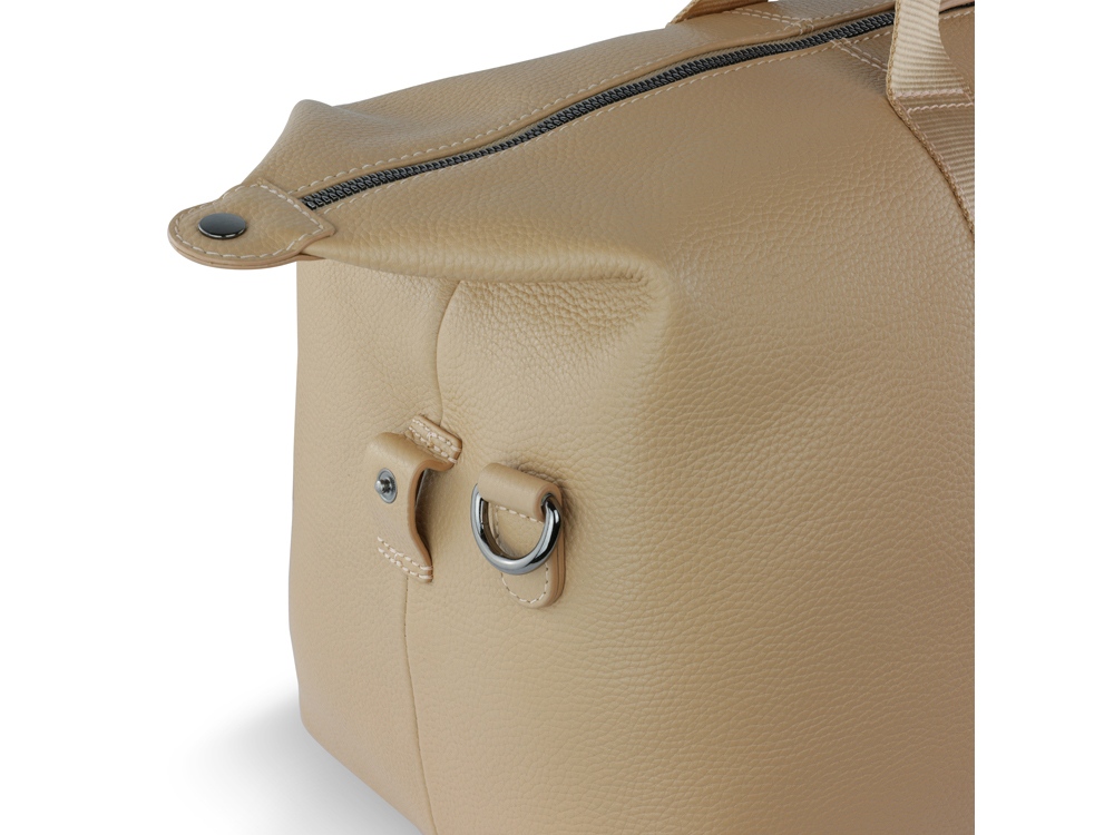 Сумка дорожная BUGATTI Elsa, песочного цвета, воловья кожа/полиэстер, 47х22х24 см-6