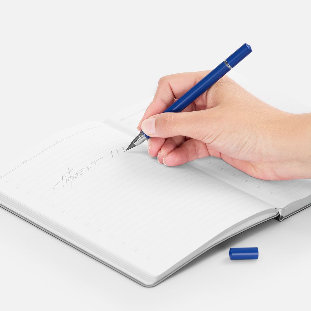 Ручка шариковая и вечный карандаш Diptych, синяя-3