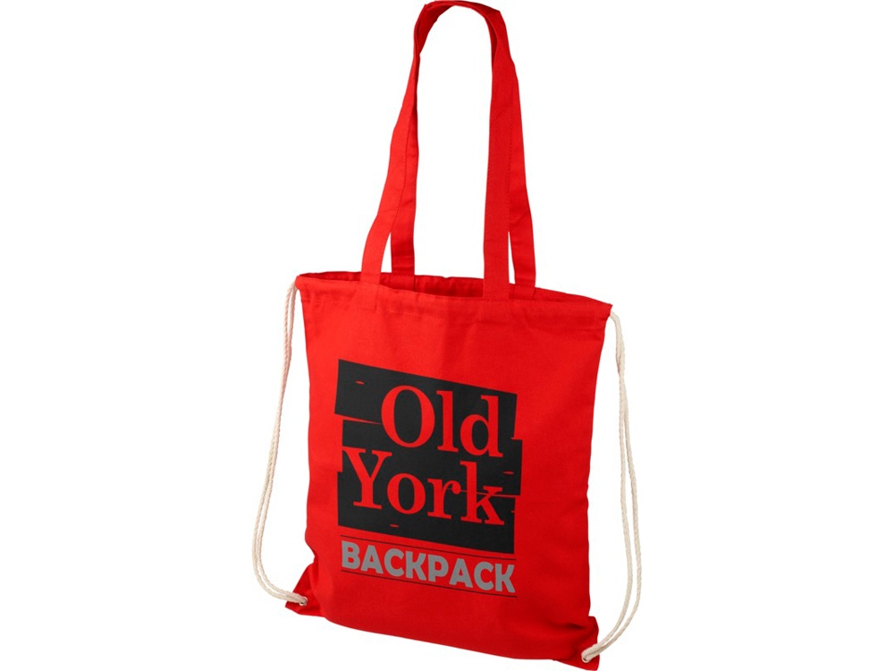 Рюкзак со шнурком Eliza из хлопчатобумажной ткани плотностью 240 г/м2, красный-4