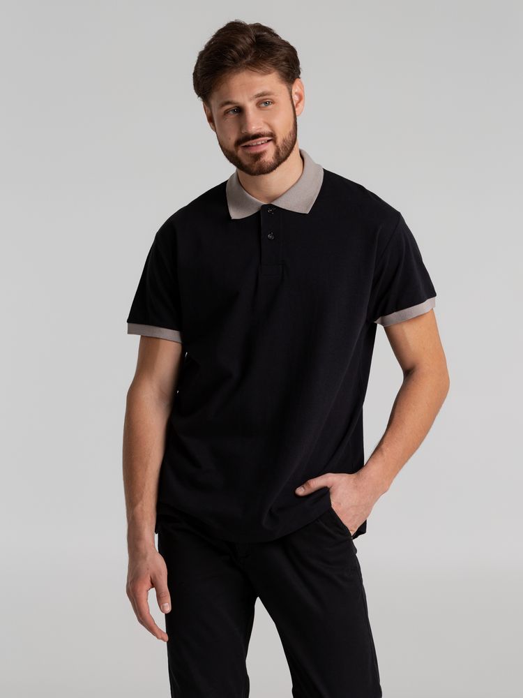 Рубашка поло Prince 190, черная с серым-2