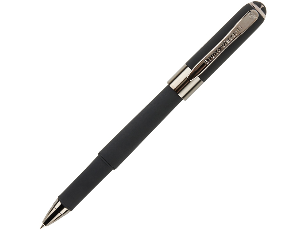 Ручка пластиковая шариковая Monaco, 0,5мм, синие чернила, черный/вороненая сталь-0