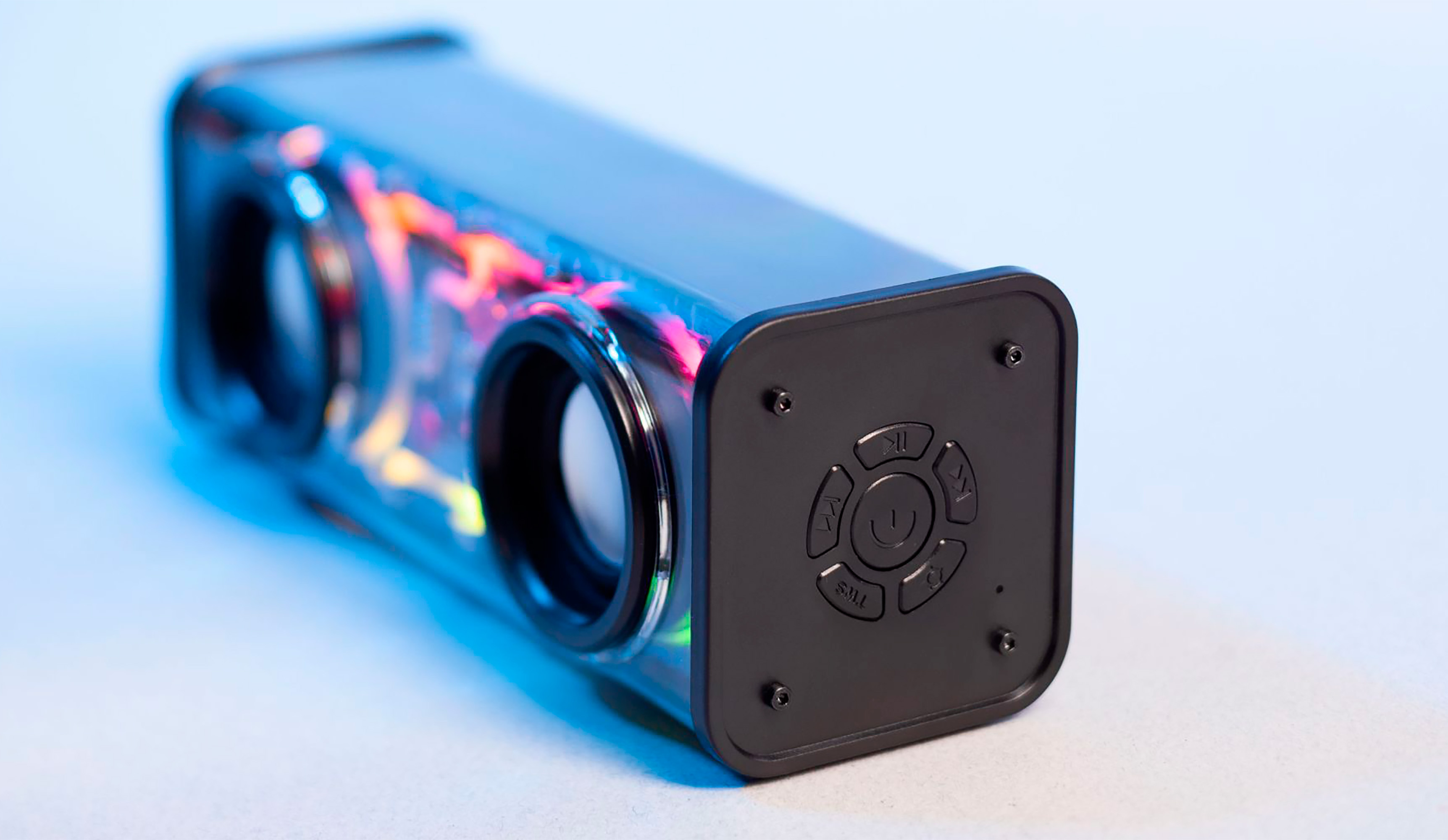 Bluetooth колонка "Buzz Light" 10Вт (2х5Вт) с разноцветной подсветкой-эквалайзером и прозрачным корпусом-2