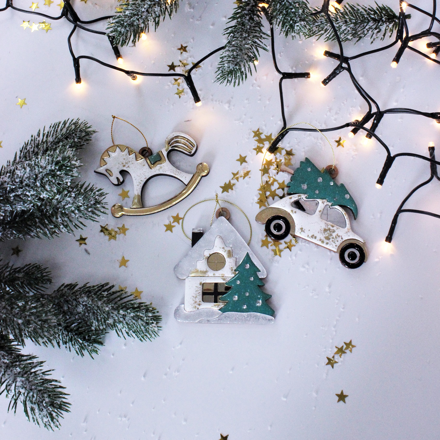 Ёлочная игрушка Домик (белый)-4