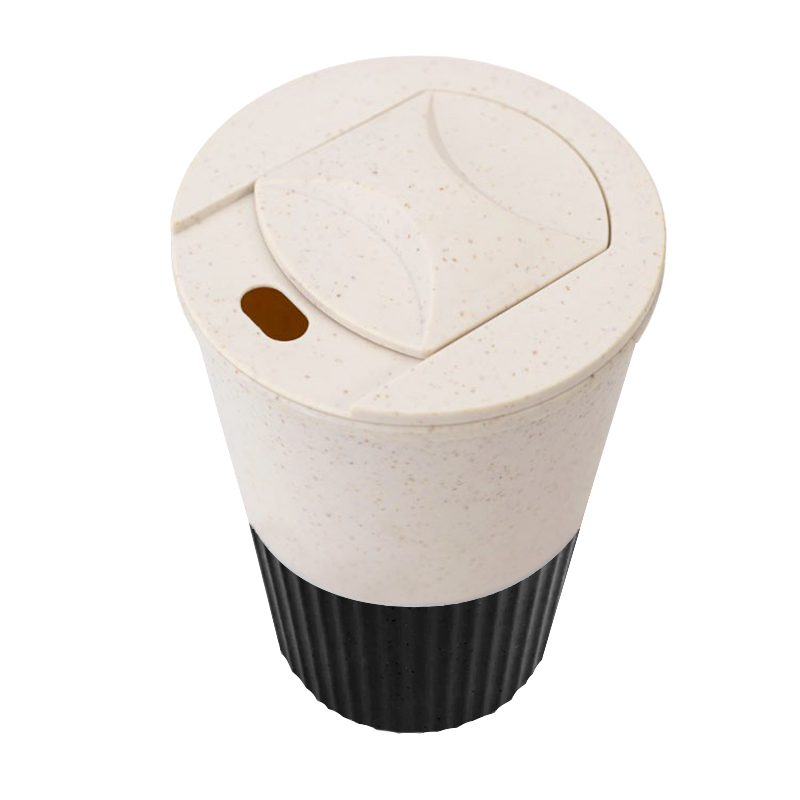 Термостакан пластиковый Wavy с манжетой, Чёрный-1