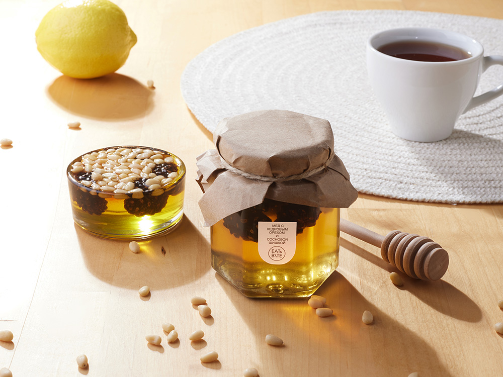 Мед с сосновой шишкой и кедровым орехом 250 гр.-6