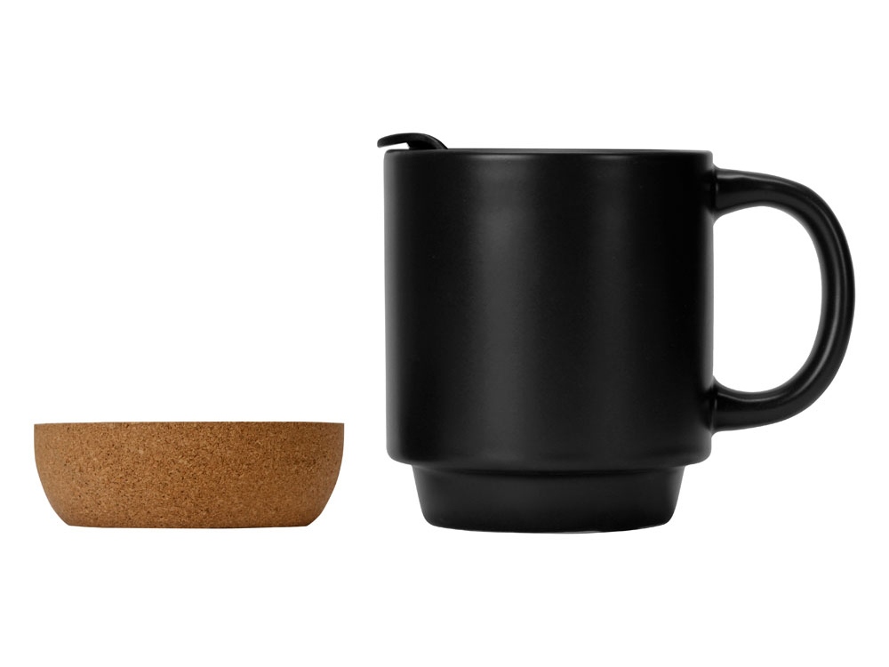 Кружка Denpasar с пробковым дном и крышкой, цветная с двух сторон, черный-5