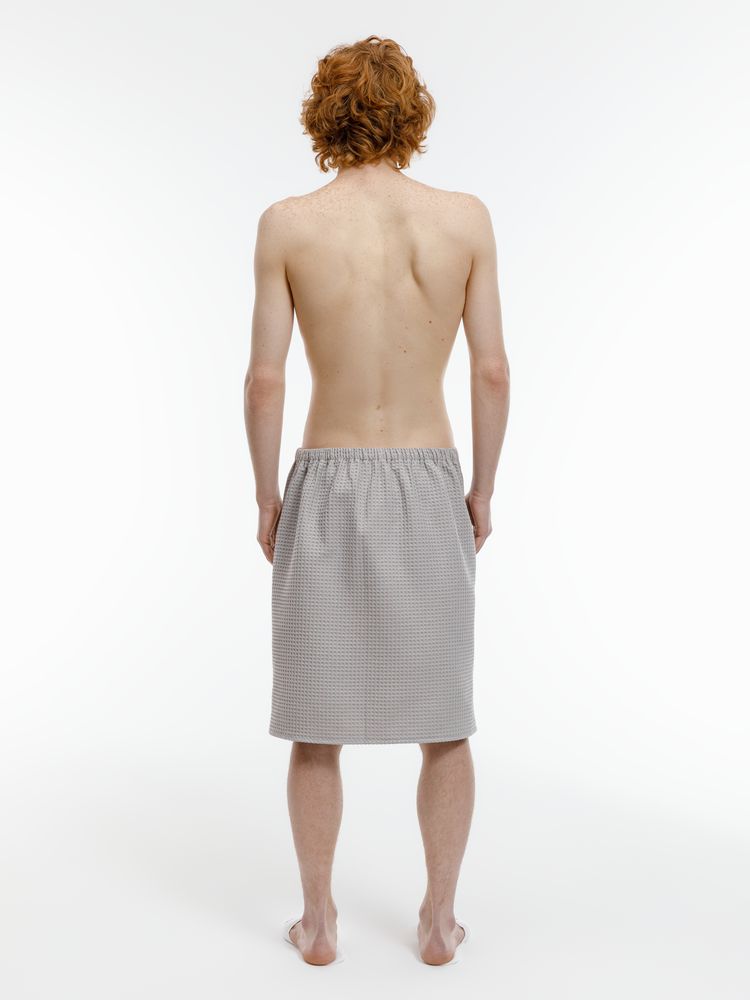 Килт вафельный мужской Onsen, светло-серый, единый размер-3