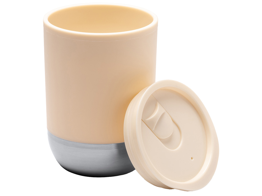 Термокружка LINDE с двойными стенками из переработанного полипропилена, бежевый-1