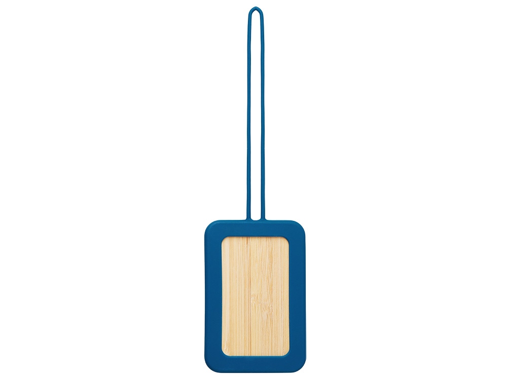 Бамбуковая багажная бирка с силиконовым чехлом Тагу, темно-синий-1