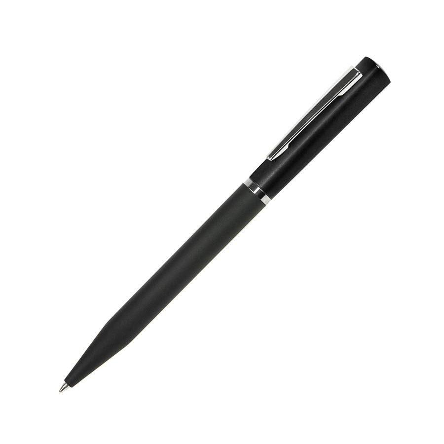 Ручка шариковая M1, пластик, металл, покрытие soft touch, черный-0