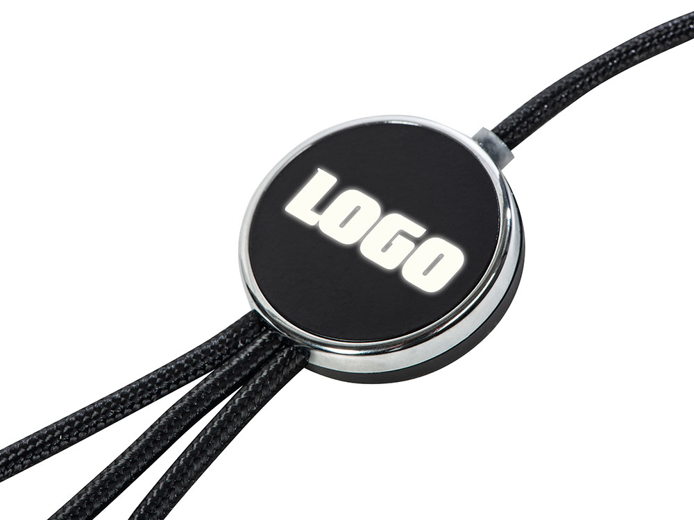 Кабель 3-в-1 с подсветкой логотипа Ion, черный-3