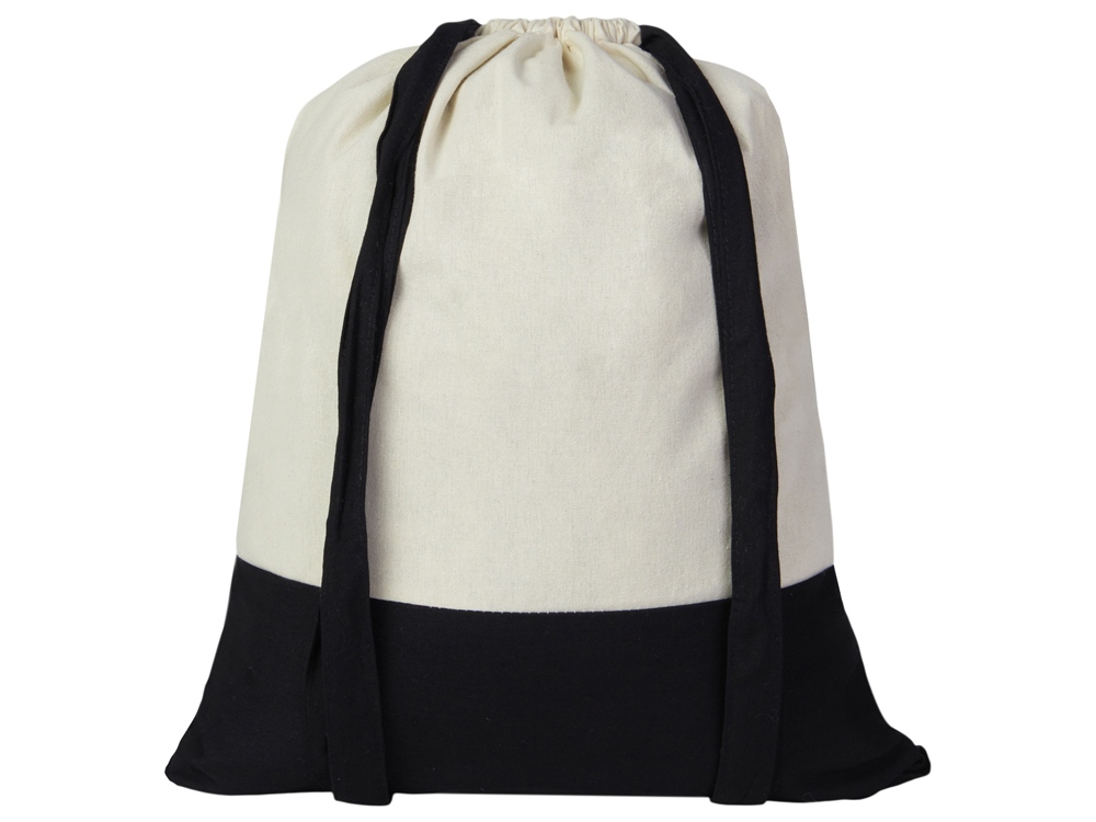 Рюкзак-мешок Cotton из хлопка 170 г, натуральный/черный-1