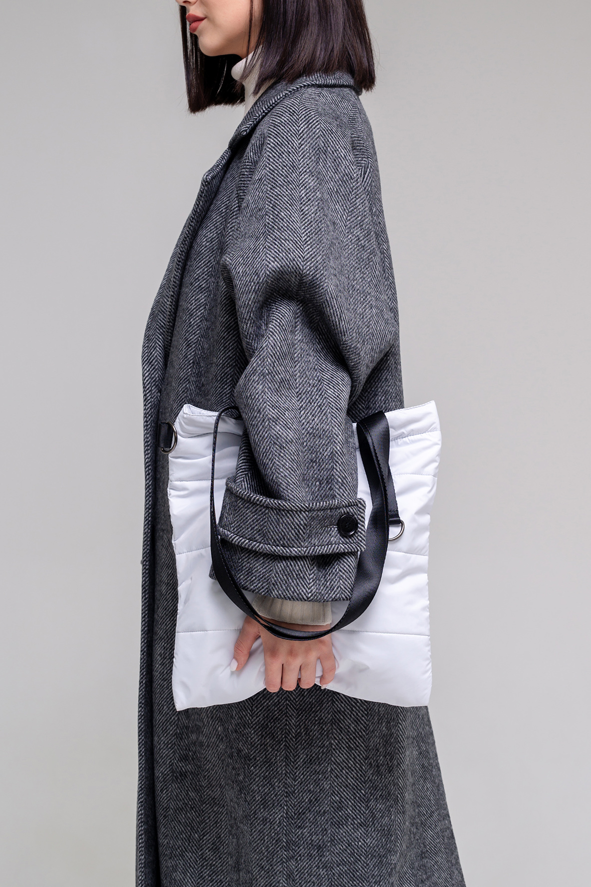 Шоппер Superbag Bubble, с магнитной кнопкой (белый с черным)-5