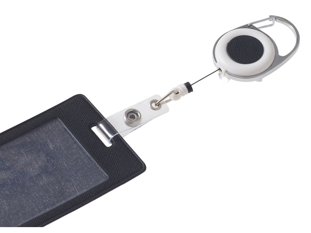 Бейдж с рулеткой-карабин Favor, черный-5